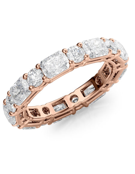 3.7ct Alternating Radiant and Round Basket Eternity RG