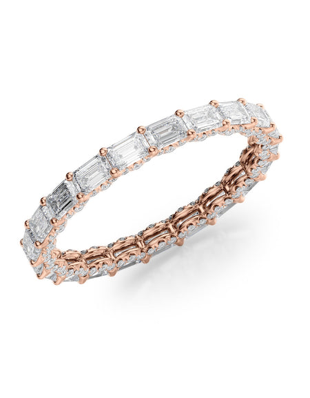 2.3ct East West Emerald U Pave Prong Eternity RG