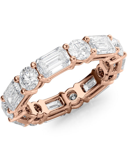 5ct Alternating Emerald and Round Basket Eternity RG