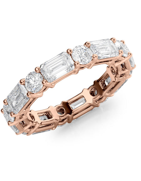 4.4ct Alternating Emerald and Round Basket Eternity RG