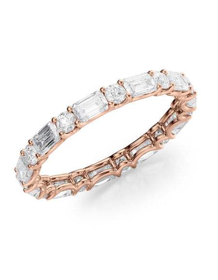 2ct Alternating Emerald and Round U Prong Eternity RG