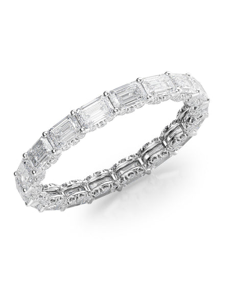 2.8ct East West Emerald U Pave Prong Eternity WG