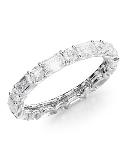 2.6ct Alternating Emerald and Round U Prong Eternity WG