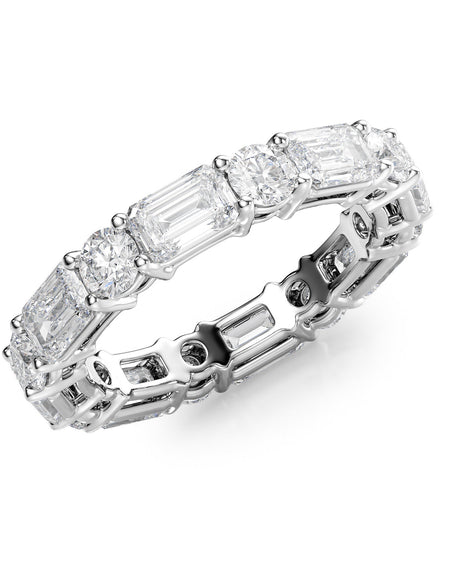 4.4ct Alternating Emerald and Round Basket Eternity WG