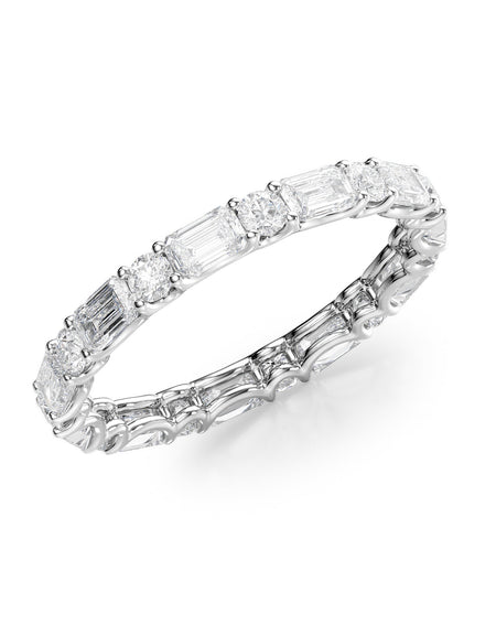 2ct Alternating Emerald and Round U Prong Eternity WG