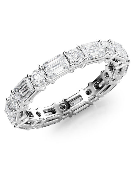 3.3ct Alternating Emerald and Round Basket Eternity WG