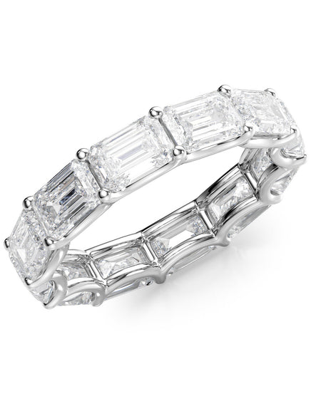 6ct East West Emerald U Prong Eternity WG