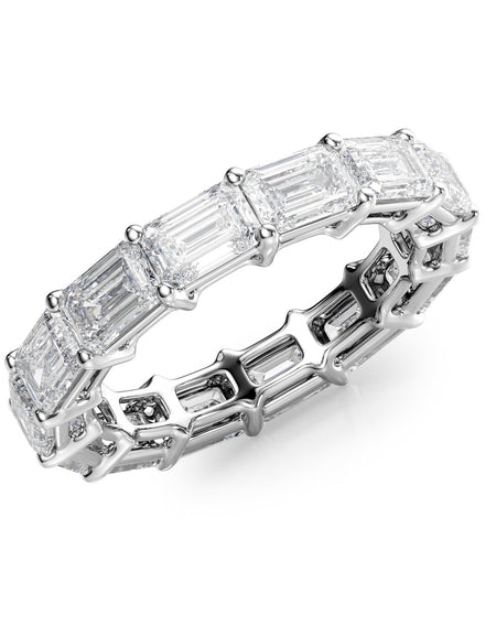 5ct East West Emerald Eternity WG