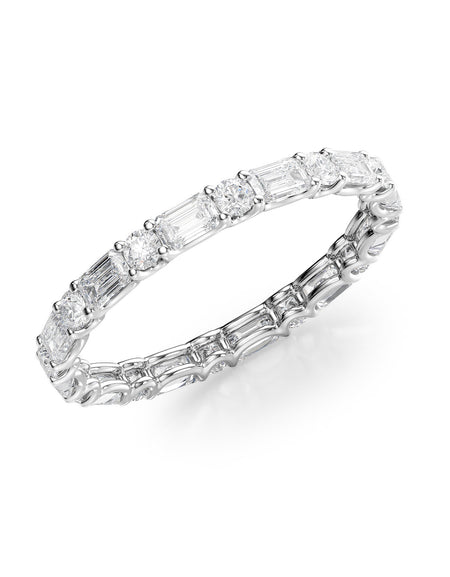 1.5ct Alternating Emerald and Round U Prong Eternity WG