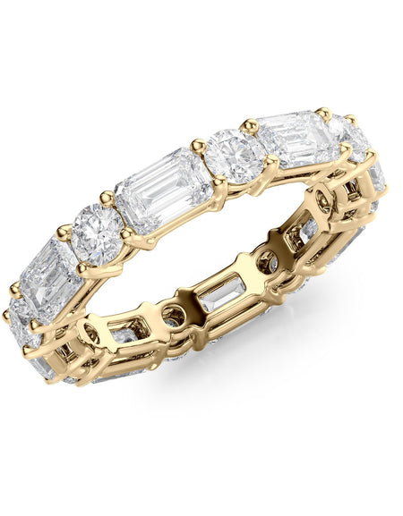 4.4ct Alternating Emerald and Round Basket Eternity YG