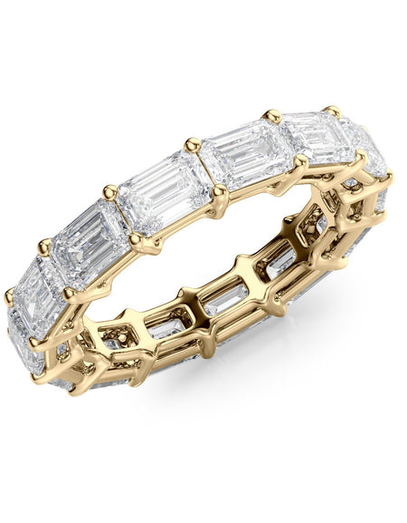 5ct East West Emerald Eternity YG