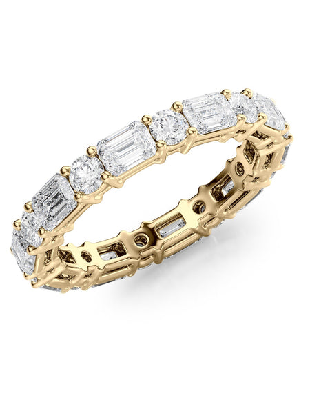 3.3ct Alternating Emerald and Round Basket Eternity YG