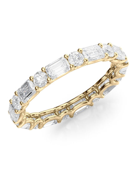 2.6ct Alternating Emerald and Round U Prong Eternity YG