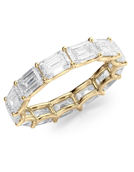 5ct East West Emerald U Prong Eternity YG