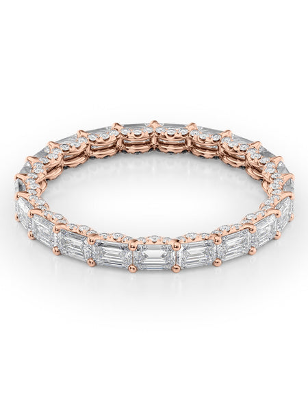 2.3ct East West Emerald U Pave Prong Eternity RG