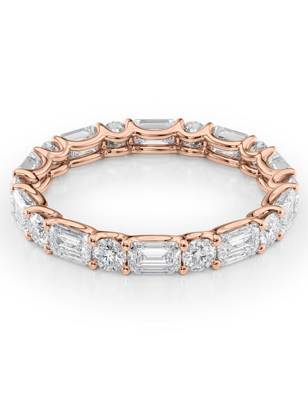 2.6ct Alternating Emerald and Round U Prong Eternity RG