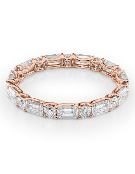 2ct Alternating Emerald and Round U Prong Eternity RG