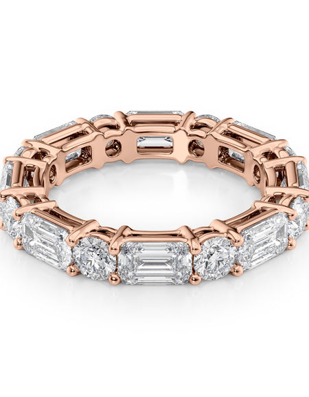 4.4ct Alternating Emerald and Round Basket Eternity RG