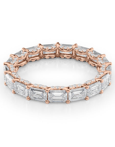 3.8ct East West Emerald U Pave Prong Eternity RG