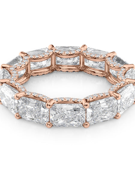 6.3ct East West Radiant U Pave Prong Eternity RG