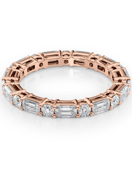 2.1ct Alternating Emerald and Round Basket Eternity RG