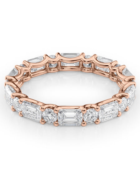 3.2ct Alternating Emerald and Round U Prong Eternity RG