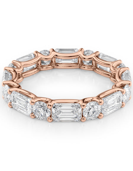 4.2ct Alternating Emerald and Round U Prong Eternity RG