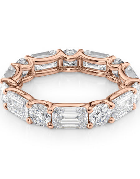 5ct Alternating Emerald and Round U Prong Eternity RG