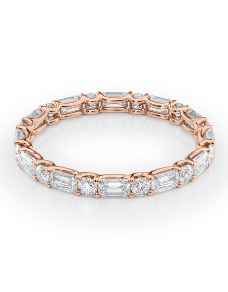 1.5ct Alternating Emerald and Round U Prong Eternity RG