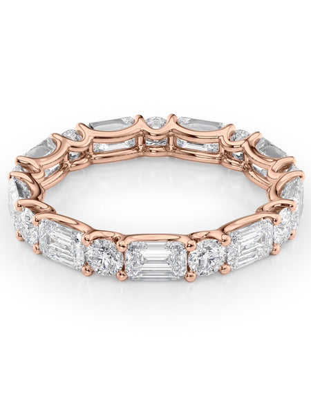 3.5ct Alternating Emerald and Round U Prong Eternity RG