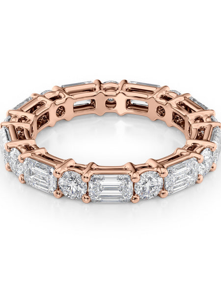 4ct Alternating Emerald and Round Basket Eternity RG