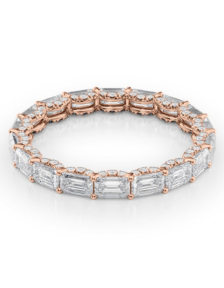 2.8ct East West Emerald U Pave Prong Eternity RG