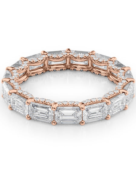 4.8ct East West Emerald U Pave Prong Eternity RG