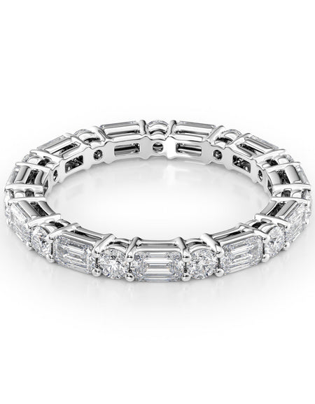 2.1ct Alternating Emerald and Round Basket Eternity WG