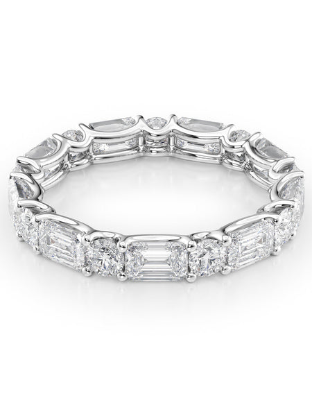 3.5ct Alternating Emerald and Round U Prong Eternity WG