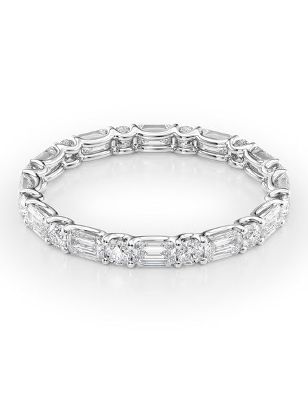 1.5ct Alternating Emerald and Round U Prong Eternity WG