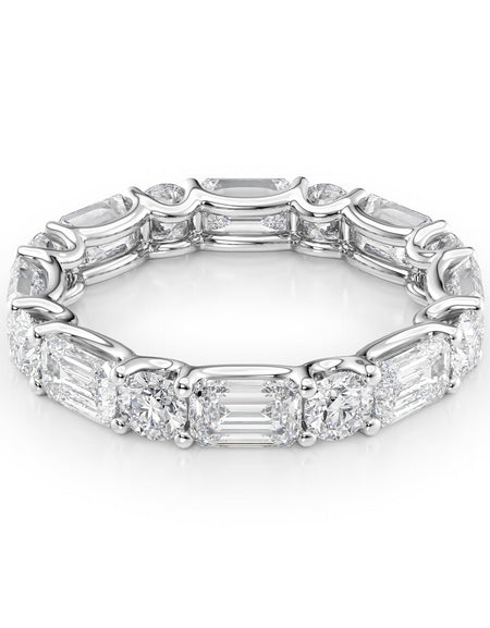 4.2ct Alternating Emerald and Round U Prong Eternity WG