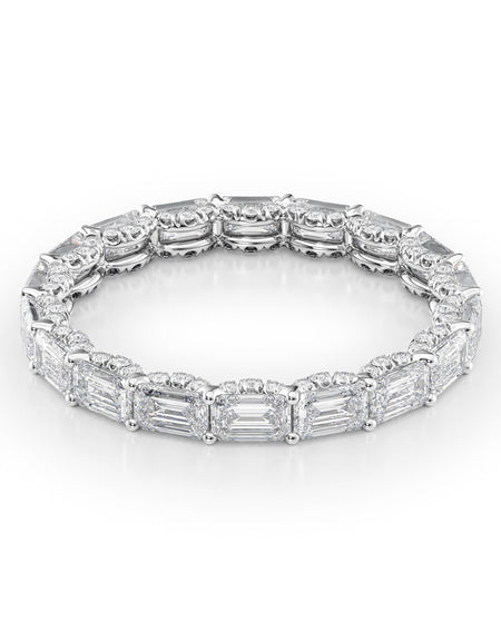 2.8ct East West Emerald U Pave Prong Eternity WG