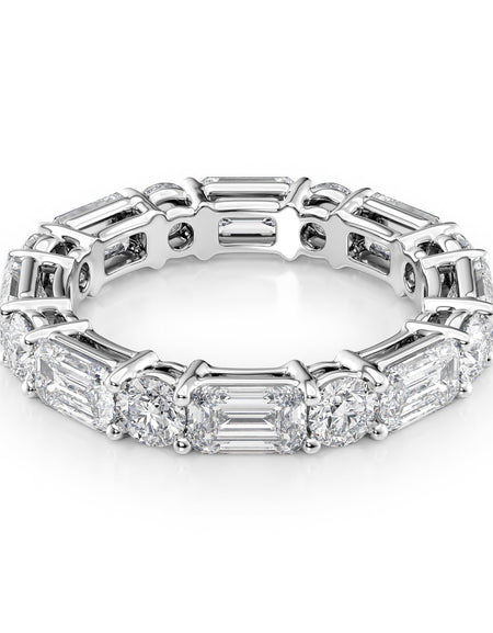 4.4ct Alternating Emerald and Round Basket Eternity WG