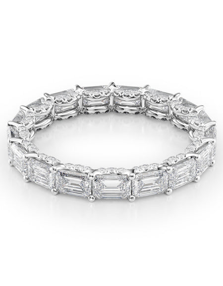 3.8ct East West Emerald U Pave Prong Eternity WG