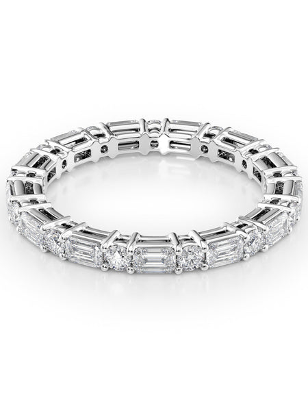 1.7ct Alternating Emerald and Round Basket Eternity WG