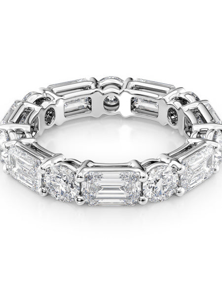 5ct Alternating Emerald and Round Basket Eternity WG