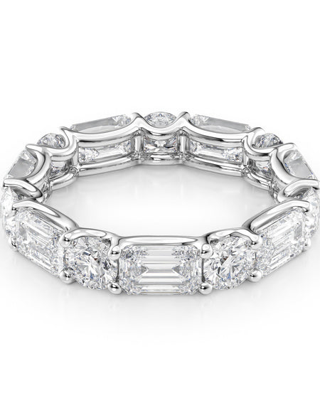 5ct Alternating Emerald and Round U Prong Eternity WG