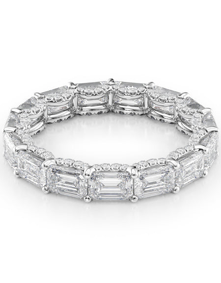 4.8ct East West Emerald U Pave Prong Eternity WG