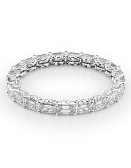 2.3ct East West Emerald U Pave Prong Eternity WG