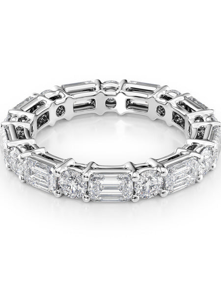 4ct Alternating Emerald and Round Basket Eternity WG