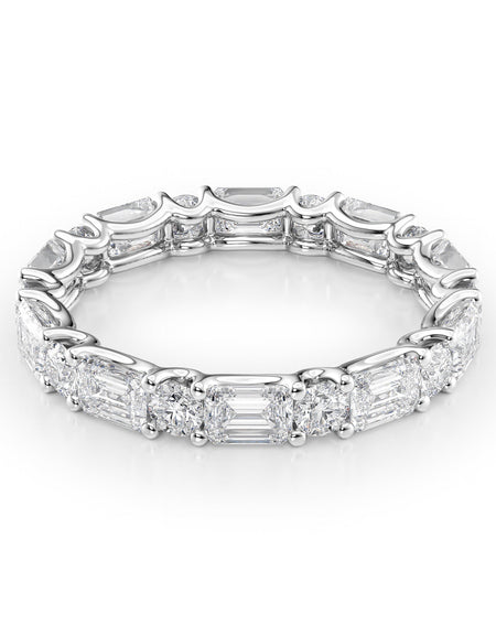 3.2ct Alternating Emerald and Round U Prong Eternity WG