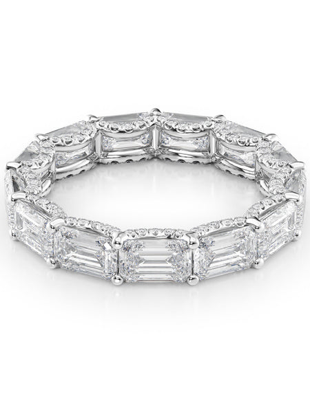 5.3ct East West Emerald U Pave Prong Eternity WG