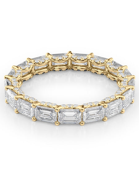 3.8ct East West Emerald U Pave Prong Eternity YG