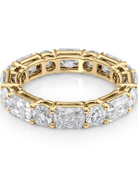 4.6ct Alternating Radiant and Round Basket Eternity YG